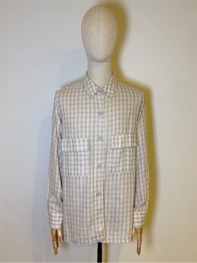 NWT Max Studio London Men’s Linen Blend Plaid Shirt L